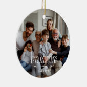 Family Script Collage Chic Keramisch Ornament (Rechts)