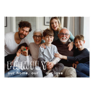 Family Script Collage Chic Photo Block Foto Afdruk