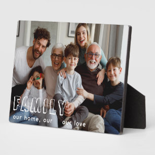 Family Script Collage Chic Photo Block Fotoplaat