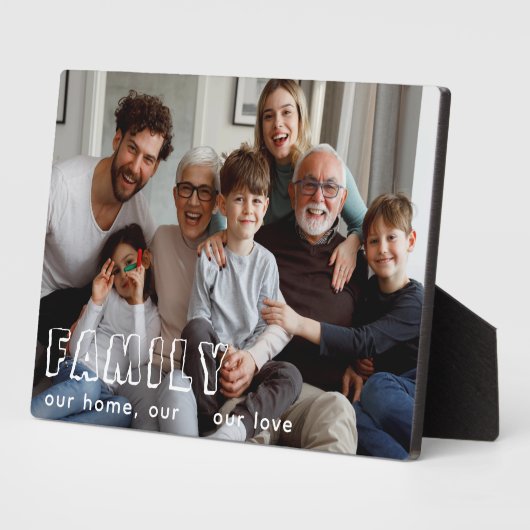 Family Script Collage Chic Photo Block Fotoplaat (Zijkant)