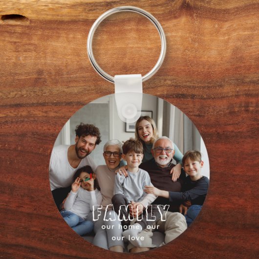 Family Script Collage Chic Sleutelhanger (Voorkant)