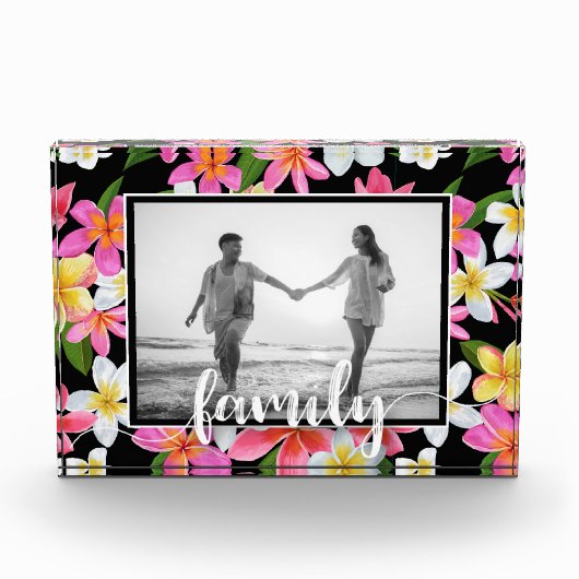 FAMILY Script Overlay Tropical Floral Fotoblokken (Voorkant)