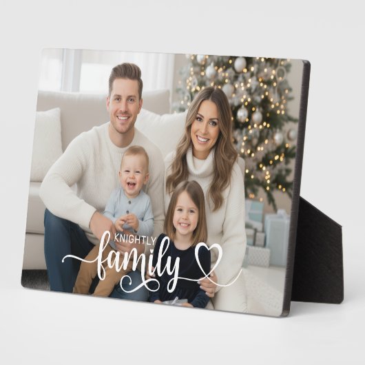 Family Script Photo Heart Name Custom Display Fotoplaat (Zijkant)