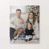 Family Script Photo Heart Name Custom Legpuzzel (Verticaal)