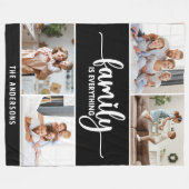 Family Script Typography Photo Collage Fleece Deken (Voorkant (Horizontaal))