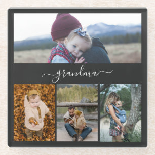 Family Simple Collage Modern Love oma mama Glazen Onderzetter