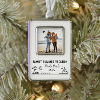 Family Summer Vacation Custom Verzilverd Kader Ornament