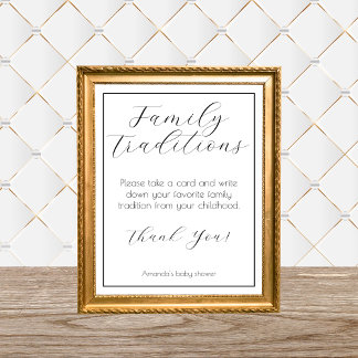 Family Traditions Minimalistisch Baby shower spel Poster