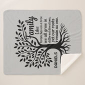 Family Tree Black & Gray Personalized Sherpa Deken (Voorkant (horizontaal))