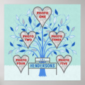 Family Tree Custom 5 Photo Collage Winter Frost Poster (Voorkant)