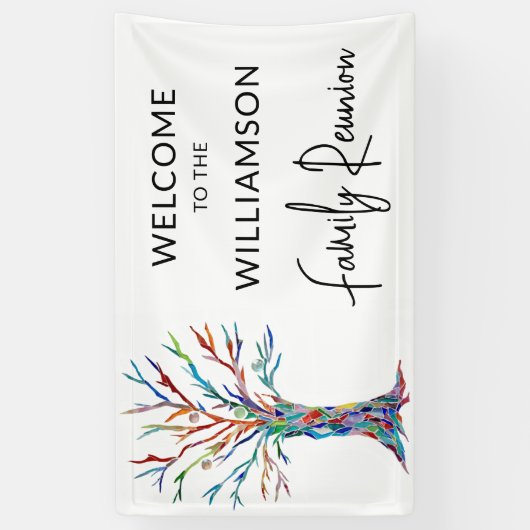 Family Tree Family Reunion Welkom Spandoek (Verticaal)