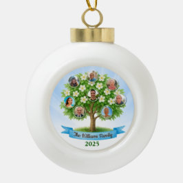 Family Tree Photo Christmas Heritage Holiday Gift Keramische Bal Ornament