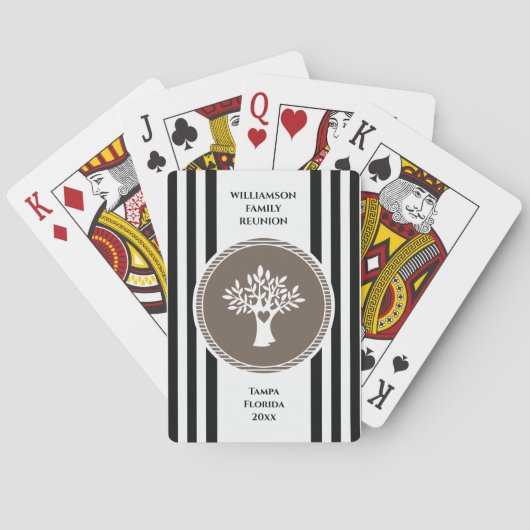 Family Tree Reunion Monogram Naam Plaats Datum Pokerkaarten (Achterkant)