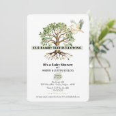 Family Tree Stork Baby shower Uitnodiging (Staand voorkant)