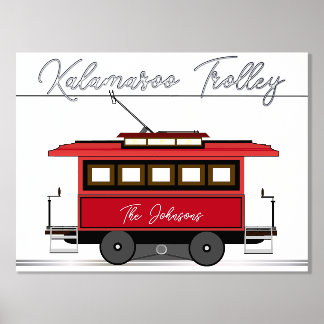 Family Trolley Streetcar Foil Texte Poster