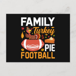 Family Turkey Pie Football Thanksgiving Briefkaart