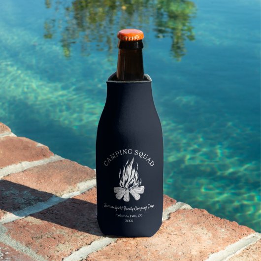 Family Vacation Campfire Camping Trip Custom Flesjeskoeler (Insitu Zwembad)