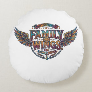 Family Wings | Liefde, Kracht & Samen T-Shirt Rond Kussen