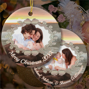 Family Wreath & Ocean 0893 Keramisch Ornament
