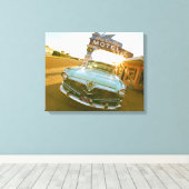 Famous Blue Swallow Motel aan Route 66 Canvas Afdruk (Insitu (Houten vloer))