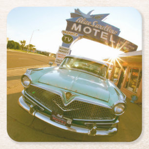 Famous Blue Swallow Motel aan Route 66 Vierkante Kartonnen Onderzetter