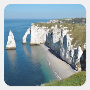 Famous cliffs of Etretat in France Vierkante Sticker