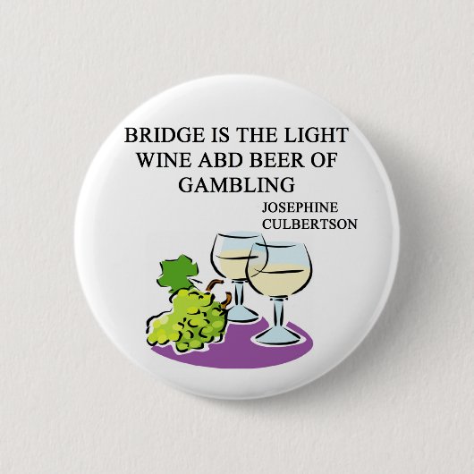 FAMOUS DUPLICATE BRIDGE QUOTE RONDE BUTTON 5,7 CM (Voorkant)