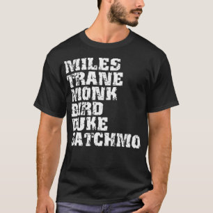 Famous Jazz Miles Coltrane Monk Parker Ellington T-shirt