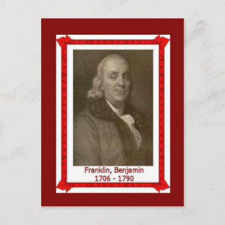 Famous people, Banjamin Franklin 1705-1790 Briefkaart