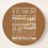 Famous Places of Charlotte, North Carolina. Zandsteen Onderzetter (Voorkant)