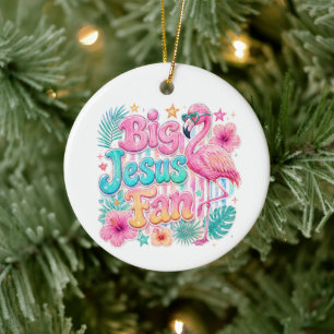 Fan de Jésus avec ornement de flamant rose
