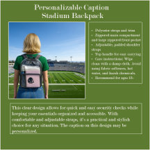 Fan Fest Customizable Clear Stadium Backpack 