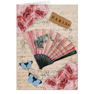 Fan française rose vintage