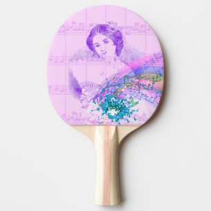  Fan Lady Bladmuziek Ping Pong Paddle Tafeltennisbatje