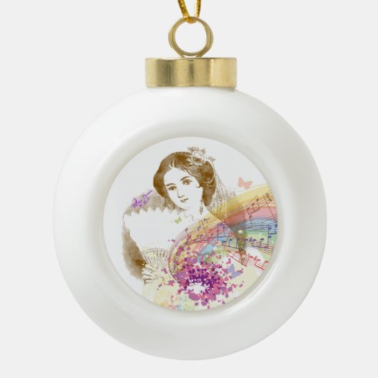  Fan Lady Ceramic Ornament Ball (Voorkant)