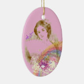  Fan Lady ColorSplash Roze Oval Ornament (Rechts)