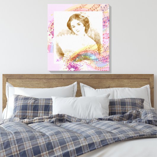 Fan Lady Stretched Canvas Art (Insitu (Slaapkamer))
