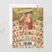 Fan Mail Grappige vrouw met fans Briefkaart (Voorkant / Achterkant)