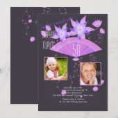 Fan Noir Deux Photo Anniversaire Fête Invitation (Devant / Derrière)