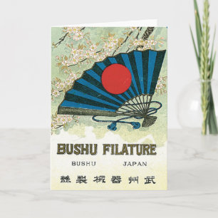 Fan & Sun Vintage Japanese Silk Label Kaart