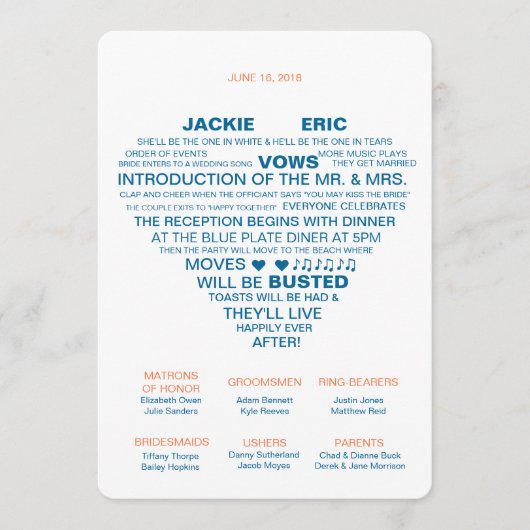 Fan van het informele trouwprogramma programma (Voorkant)