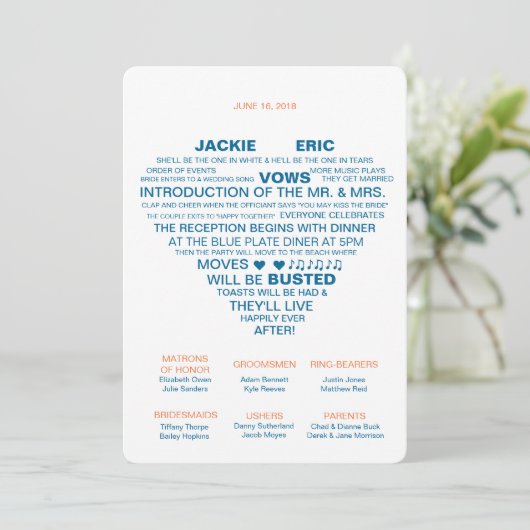 Fan van het informele trouwprogramma programma (Staand voorkant)