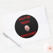 Fancher hoofd, JE BENT GEFANCHEERD Ronde Sticker (Envelop)