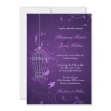 Fanciful Bird Cage with Swirls Eggplant Wedding