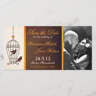 Fanciful Birdcage Autumn Sinaasappel Save the Date