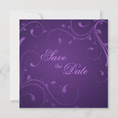 Fanciful Birdcage & Swirls Eggplant Save the Date (Achterkant)