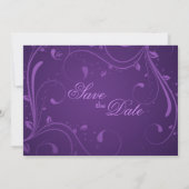 Fanciful Birdcage & Swirls Eggplant Save the Date (Achterkant)