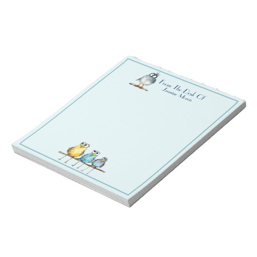 Fanciful Birds op een ledemaatnaam gepersonaliseer Notitieblok (Gedraaid)