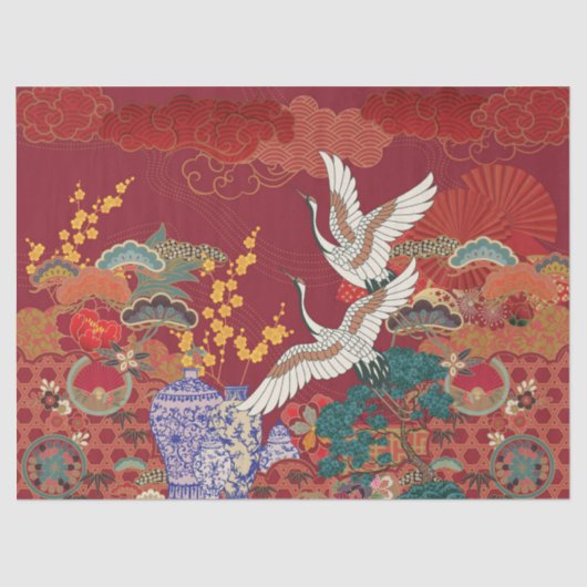 Fanciful Chinoiserie Decoupage Tissue Paper Tissuepapier (Voorkant)