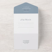 Fanciful Dusty Blue Ampersand Calligraphy Wedding All In One Uitnodiging (Buitenkant)